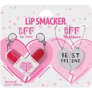 Lip Smacker Best Friend Lip Balm Set W/ 2 Necklaces & 2 Lip Gloss Keychains s29